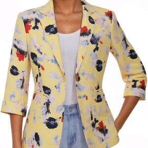 Beninos 3/4 Sleeve Yellow Floral Blazer (NWT)